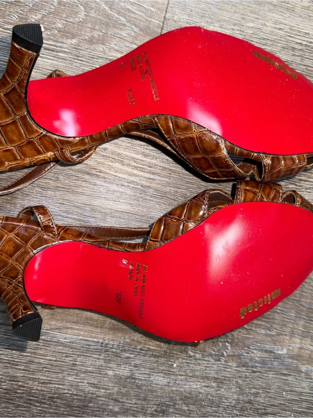Unlisted Croc-Embossed Brown Slingback Heels